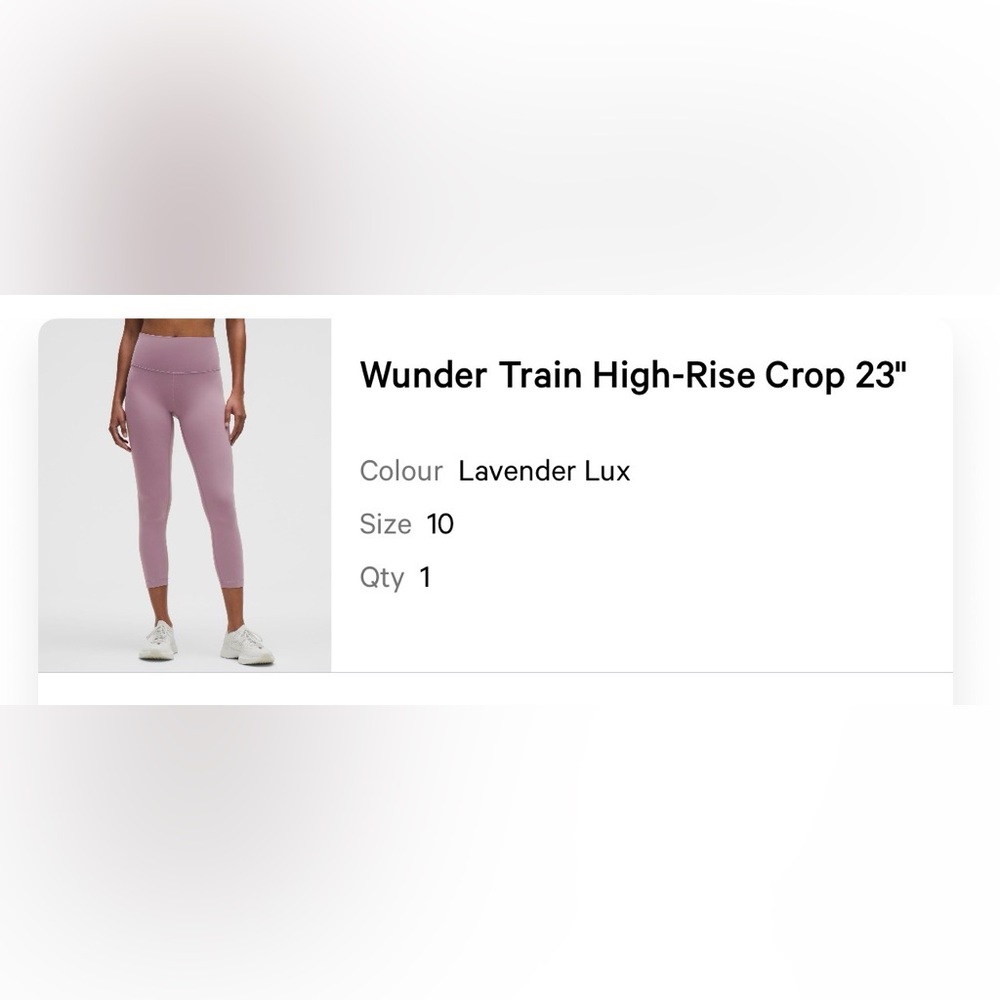lululemon athletica Lavender Wunder Train High-Rise Crop Leggings
